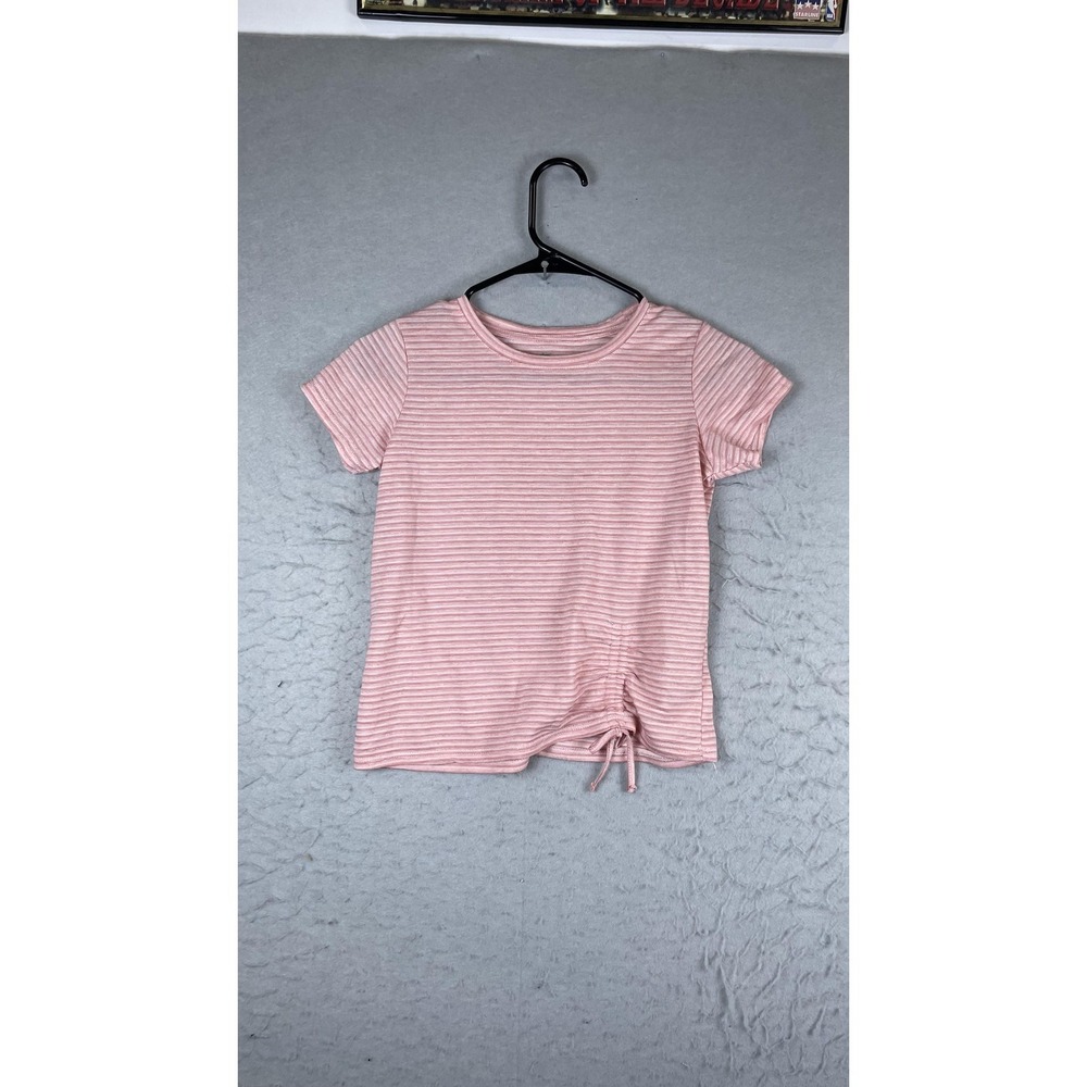 Dip Shirt Girls 8-10 Pink Stripe Short‎ Sleeve Side Tie Crewneck Tee T-Shirt